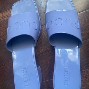 Gucci Rubber Baby Blue Sandals